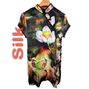 Women's Silk Size XS Short Sleeve Top Shirt Traditional Chinese Style SBK147